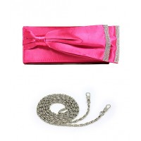 Evening Bag - Double Layer Bow w/ Linear Studs – Fuchsia – BG-92206FU